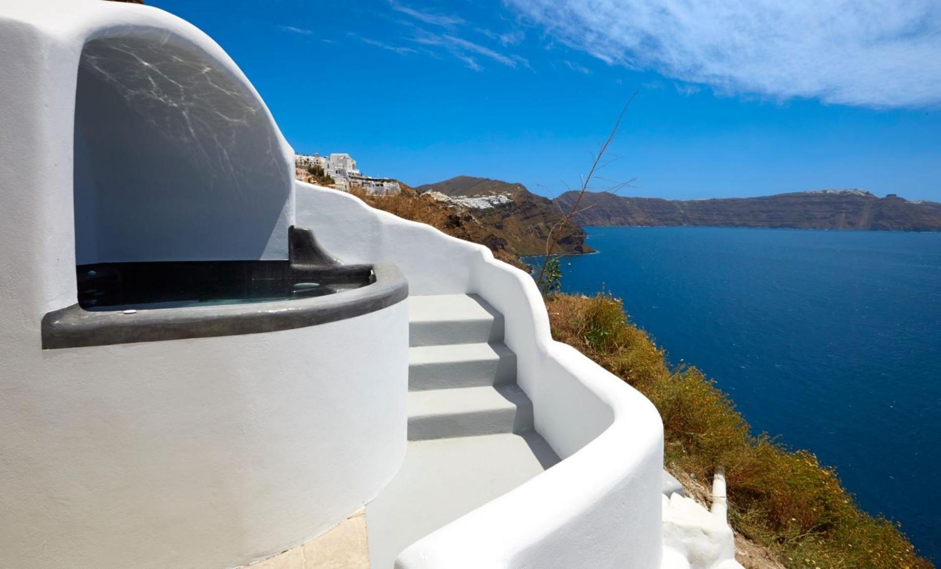 Elegant Santorini House Villa Horizon Caldera View-Outdoor Hot Tub Oia Tholos  Exterior foto