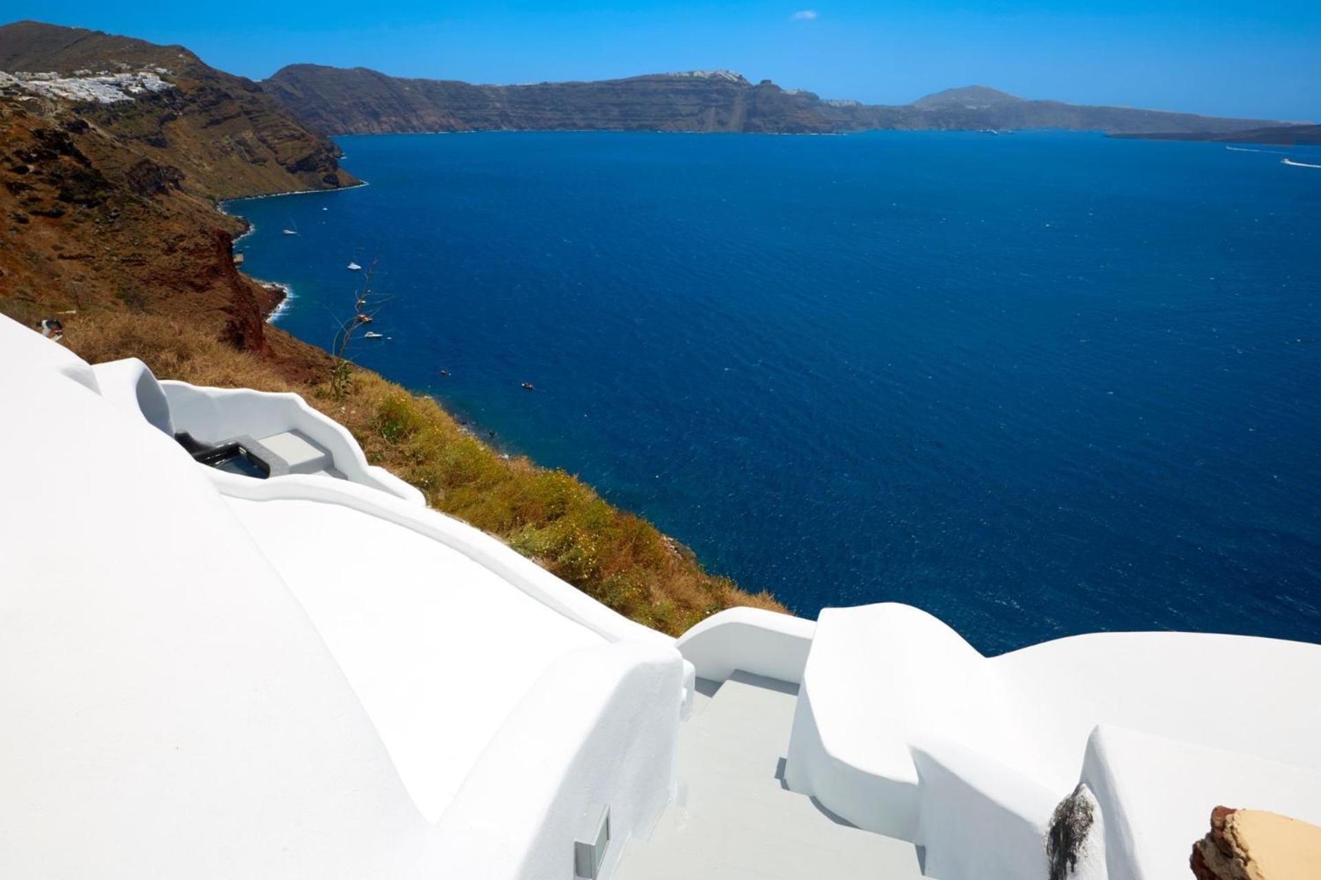 Elegant Santorini House Villa Horizon Caldera View-Outdoor Hot Tub Oia Tholos  Exterior foto