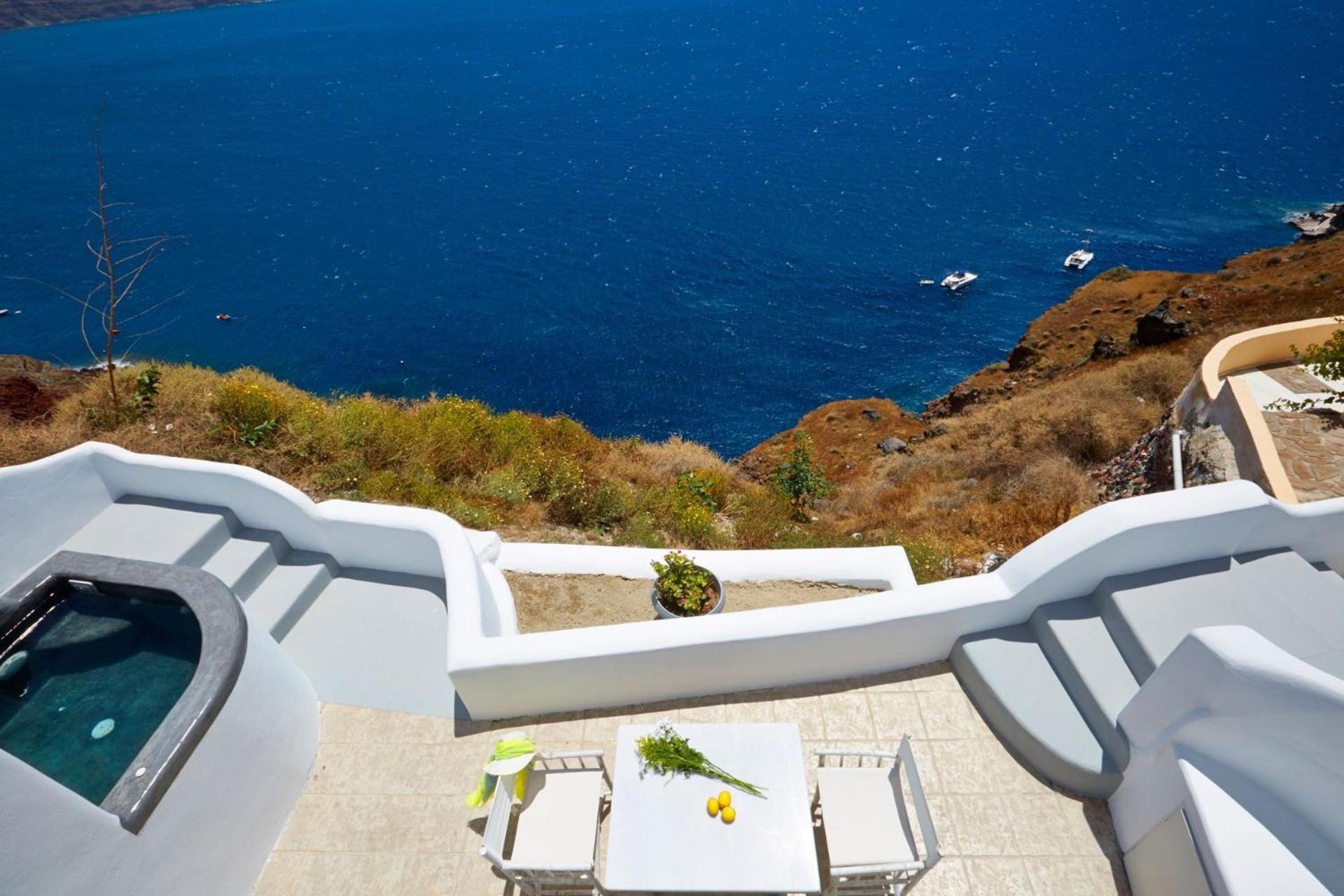 Elegant Santorini House Villa Horizon Caldera View-Outdoor Hot Tub Oia Tholos  Exterior foto